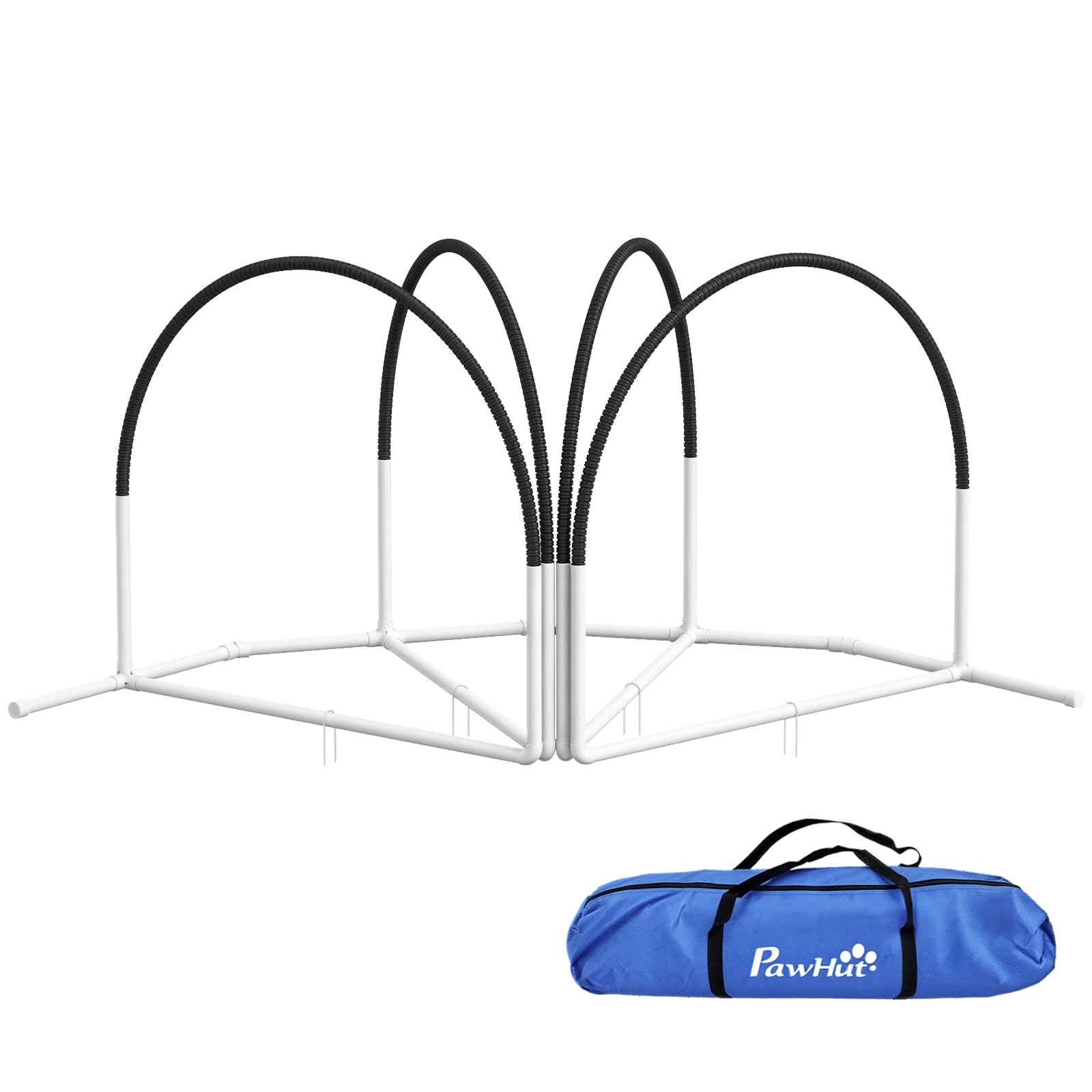 PawHut Lot de 4 pièces d'équipement Agility- Hooper Agility - arceaux Entrainement pour Chien, Obstacle avec Sac de Transport