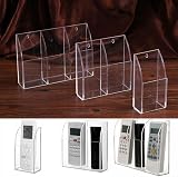 Drhomeam Wall Mounted Remote Control Holder Rack - Clear Acrylic Double Grid view 7