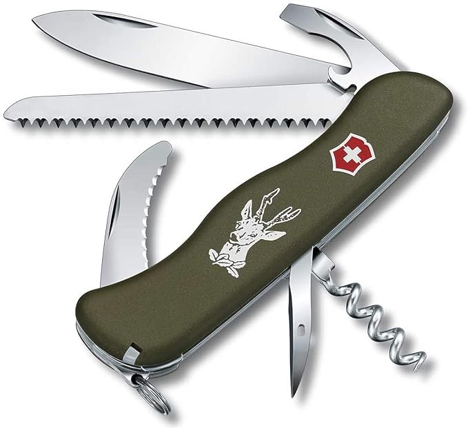 Victorinox Taschenmesser Hunter OD (12 Funktionen, Festellklinge, Holzsäge, Waidklinge) olivgrün