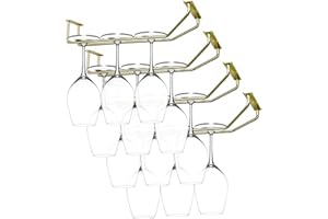 RedDreamer 10.8 Inch Gold Wine Glass Rack, Under Cabinet Wine Glass Holder Stainless Steel Stemware Rack - Hanging Stemware H