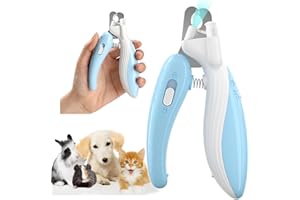 Ginalaia Cat Dog Pet Nail Clippers with Light, Llluminates Cat Dog Nails Or Bloodline, Safety Pet Nail Clipper for Dogs, Cats, Rabbits, Sharp, No Nail Splitting(Blue)