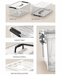 WYT Clear Storage Latch Bins, 6-Pack Storage