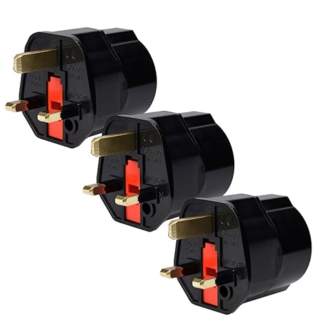 iVoler [3 Stück] Reisestecker Schutzkontakt Adapter UK GB England Travel Plug EU De Schuko 2-Pin auf UK 3-Pin Stecker Reise S