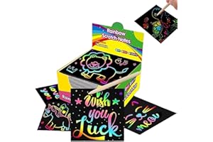 100 Rainbow Scratch Art Mini Notes - Arts and Craft Supplies Kit for Creative Activities