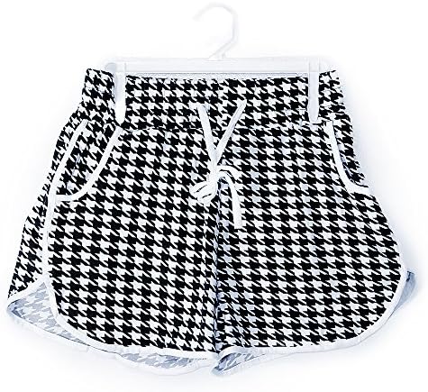 Glass House Apparel Women's Summer Casual High Waist Beach Shorts (Small/Medium, Black White Diamond)