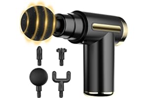 cotsoco Mini Handheld Massage Gun, Deep Tissue with 6 Speeds, Cordless Muscle Massager with 4 Heads,Type-C Charging, Travel Size, Best Gifts