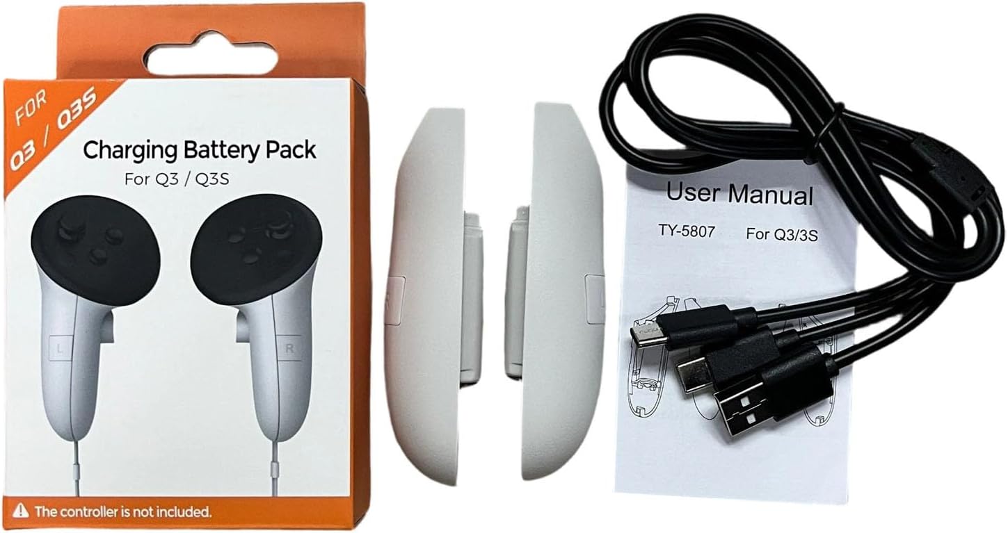 VR Controller Battery Pack Rechargeable Battery Cover for Meta Quest 3S/Quest 3, Meta 𝐐𝐮𝐞𝐬𝐭 3 Accessories (White)