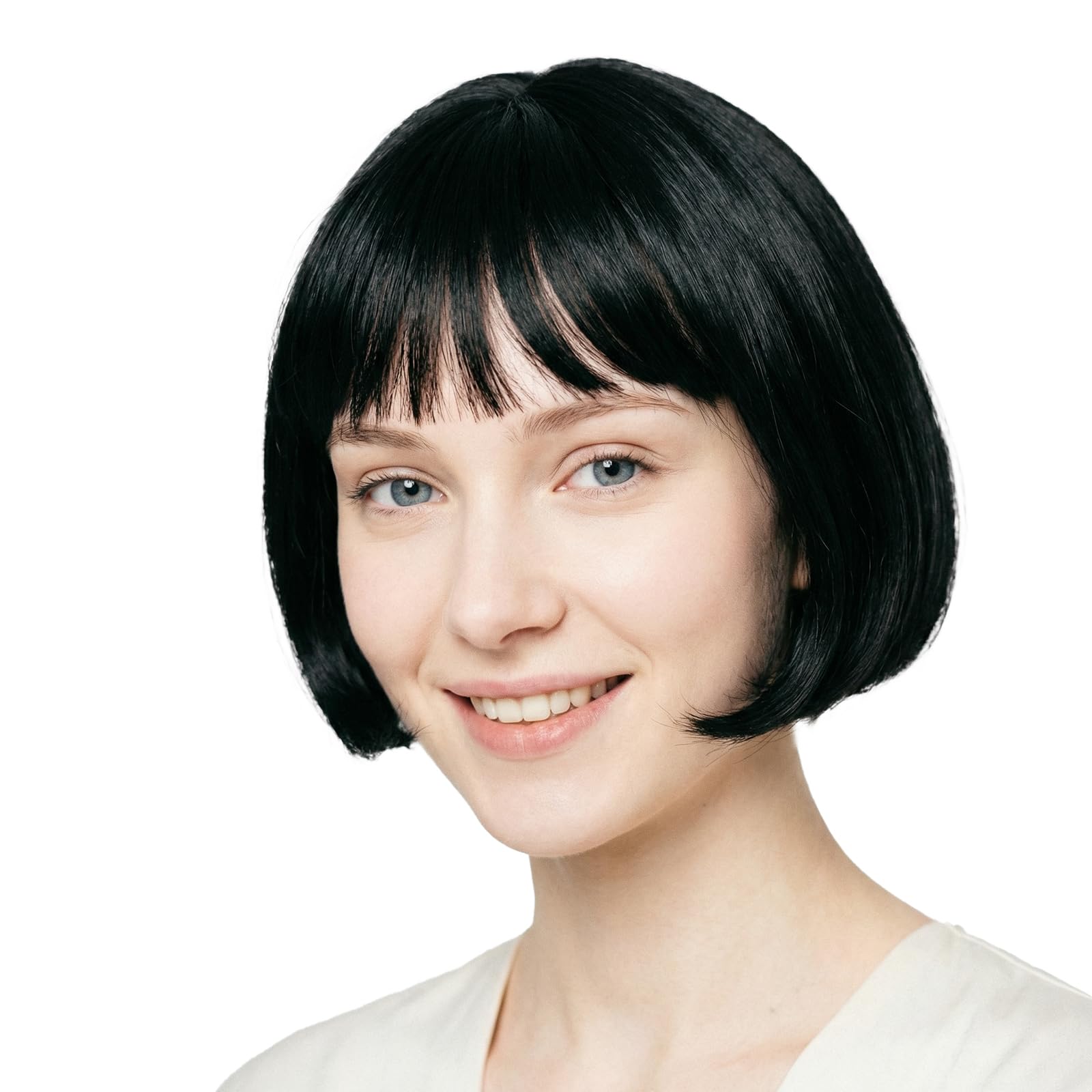 Onedor 26cm Short Straight Hair Flapper Cosplay Bob Wig for Women - Multiple Color Options (Black)
