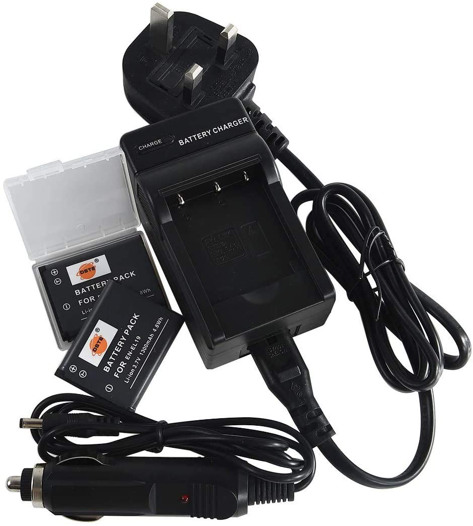 DSTE® 2x EN-EL19 Rechargeable Li-ion Battery + DC109U Travel and Car Charger Adapter for Nikon Coolpix S100 S2500 S2600 S2700 S2750 S3100 S3200 S3300 S3400 S3500 S4100 S4150 S4200 S4300 S4400 S5200 S6400 S6500 S6600 Digital Camera