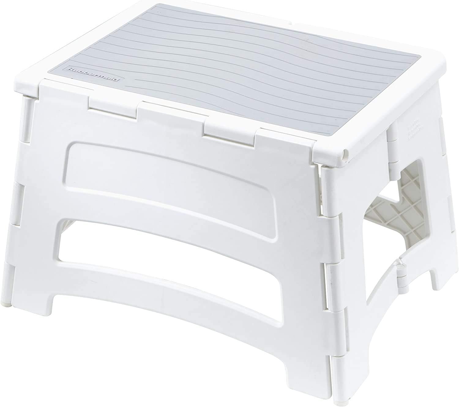 Rubbermaid RM-PL1W Folding 1-Step Plastic Stool, 300-pound Capacity, White: Home Improvement