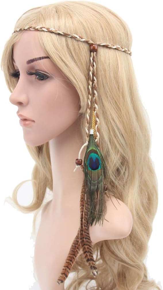 Gerilea Women Bohemia Peacock Feather Tassel Headbands Headwear Hair Accessories