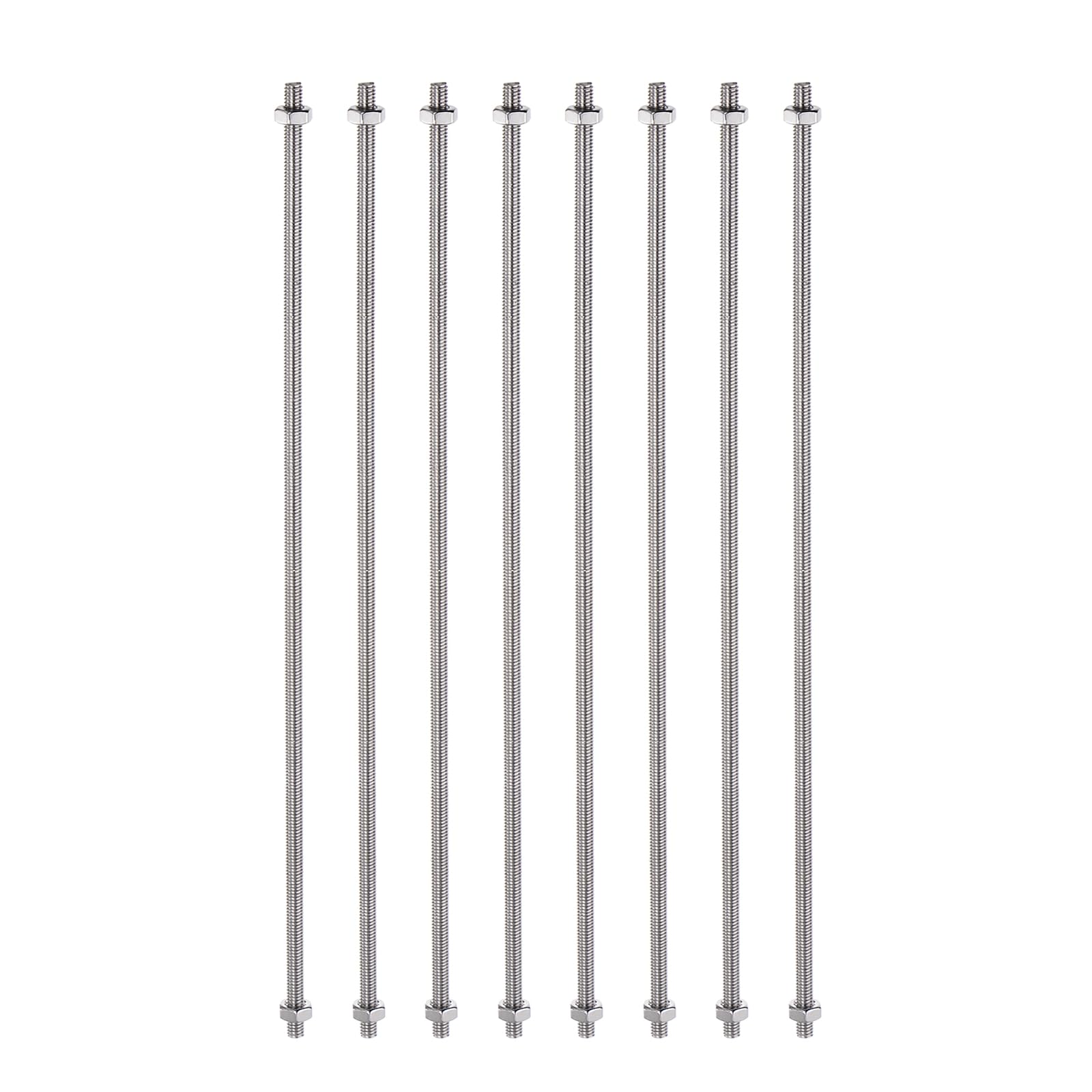 Kozelo 8 Set M4 Threaded Rods Studs with Hex Nuts [ 8/32 Inch Dia x 12 Inch Long ] Stainless Steel Fully Threads Studs Rods for Beaded Garden Stake Rods