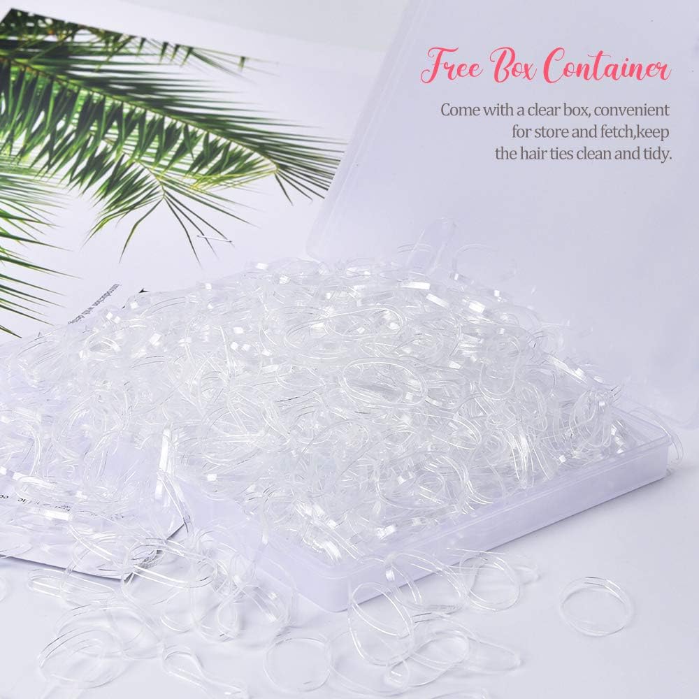 Hair Bands, MORGLES 1000pcs Clear Small Hair Elastic Bands with Box for Adult Women Clear, 1000 count (Pack of 1) - Image 4