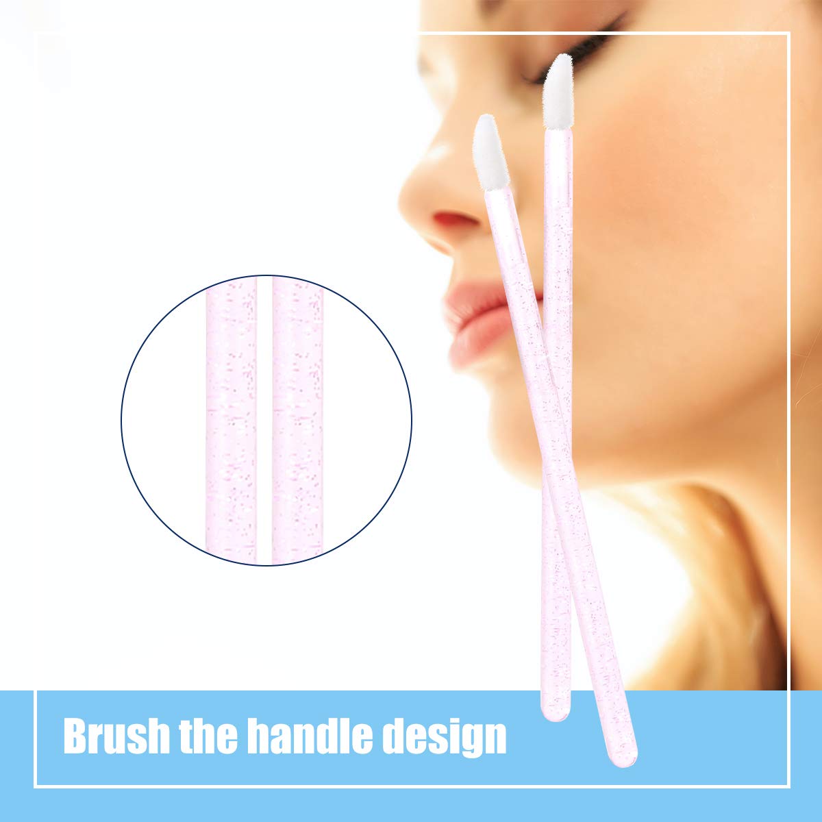 Elisel 100 Pcs Disposable Crystal Lip Brushes Make Up Lip Brushes Lipstick Lip Gloss Wands Eyeshadow Brushes Applicator Tool Makeup Beauty Tool Kits (Pink): Beauty