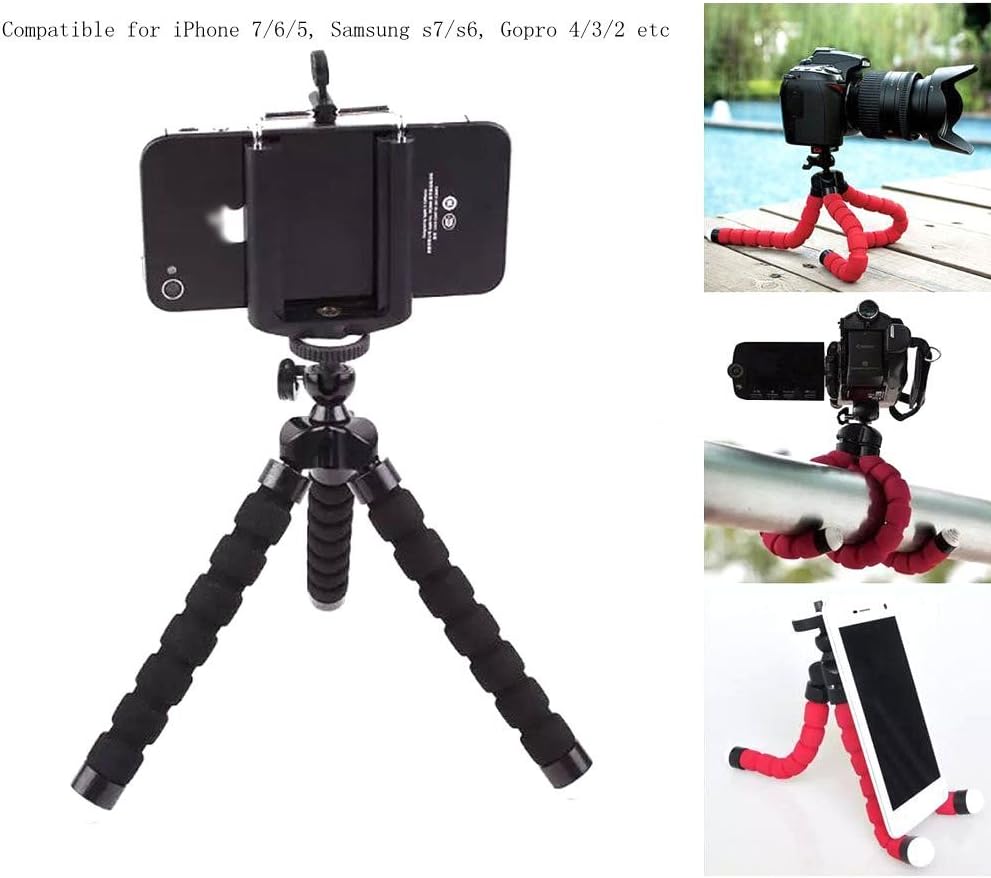 Mini Flexible Tripod cell phone tripod stand Sponge Octopus Stand Tripod Mount/Holder For Gopro iPhone Samsung Galaxy Camera Video etc(Black)