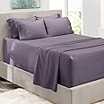 Hearth & Harbor Extra Deep Pocket King Size Sheets Sets - Fits Mattress 18-24 Inches Deep - Extra Deep Pocket Sheets - 6 Piece King Size Sheets - Grayish Purple