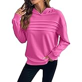 SHEWIN 2025 Womens Hoodies Pleated Sweatshirt Fall Lightweight Pullover Tops