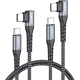 Right Angle USB C to USB C Cable 3FT [2Pack] 60W Fast Charging USBC Cable Braided Type C Data, 90 Degree C Port Charger Cord Android Auto Carplay for i-Phone 17/16/15 Series, i-Pad, MacBook, Samsung