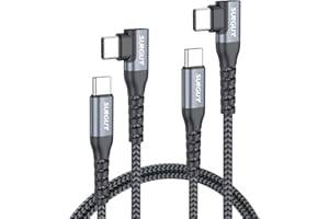 USB C to USB C Cable Right Angle [2P 3FT] 60W Fast Charging USBC Cable Braided Type C Data, 90 Degree C Port Charger Cord And