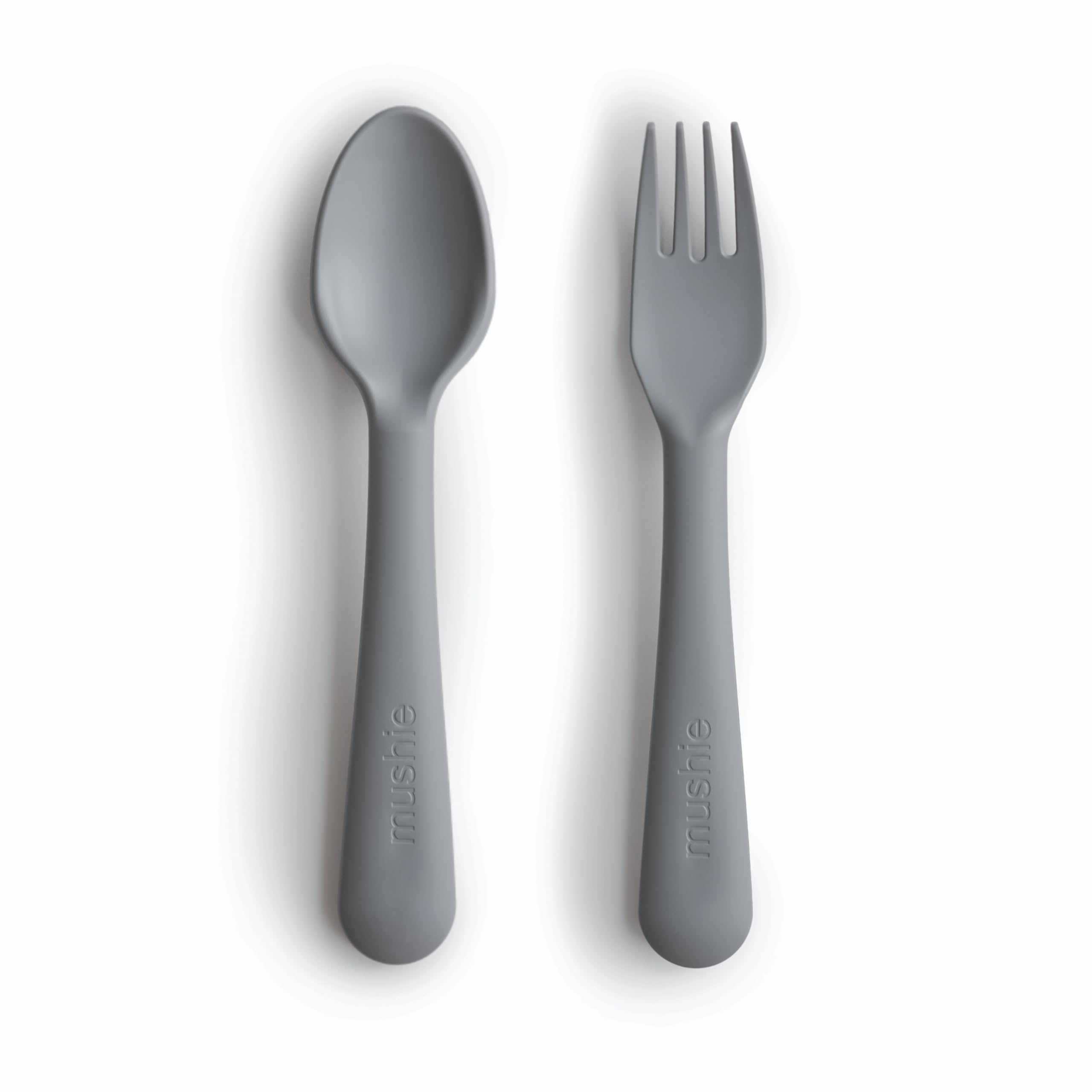 Mushie Fork and Spoon Set for Kids | Flatware Cutlery | 1x Set of Dinnerware Pieces | Reuseable | Dishwasher- and Microwave Safe | Easy for Baby or Child to Hold | Made in Denmark (Smoke) — image 1