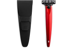 Bolin Webb Razor and Travel Case. Fitted with Gillette Mach3 Blade Cartridge. Luxury Razors for Men - Giftable R1 Style. (Yellow) (Volcano Red)