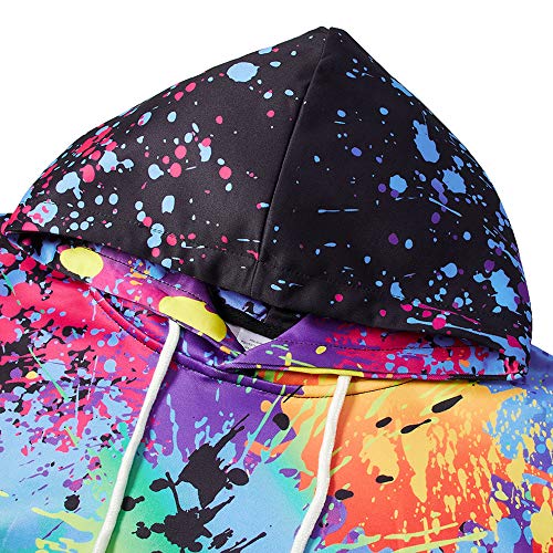 TUONROAD Tie Dye 3D Hoodie Funny Mens Hooded Sweatshirts Long Sleeve Pullover Jumper with Kanga Pocket S-M