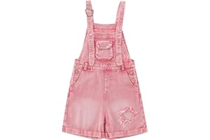 Girls Denim Overalls Shorts Heart Buckle Star Graphic Wide Leg Jean Bib Overall Baggy Adjustable 𝐕intage Jumpsuit