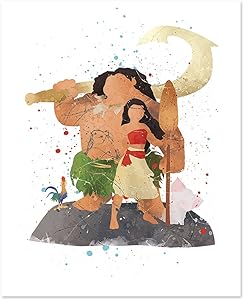 PGbureau Maui Moana Poster - Inspired Watercolor Wall Art - Art Print Wall Poster Home Decor Illustration -8x10