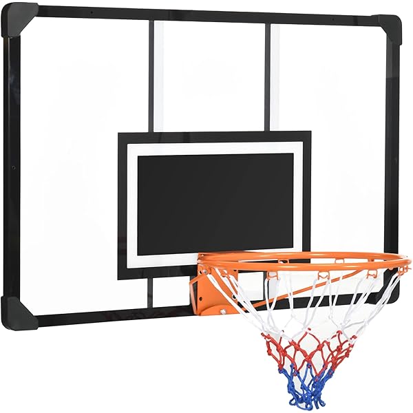 44x30 Inch Wall Mount Basketball Hoop - PET Backboard, Double Spring Rim, For Home Gym Or Club