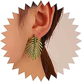 Iaceble Boho Palm Leaf Earrings Green Leaf Stud Earrings Enamel Monstera Leaves Earrings Metal Leaf Dangle Earrings Jewelry for Women