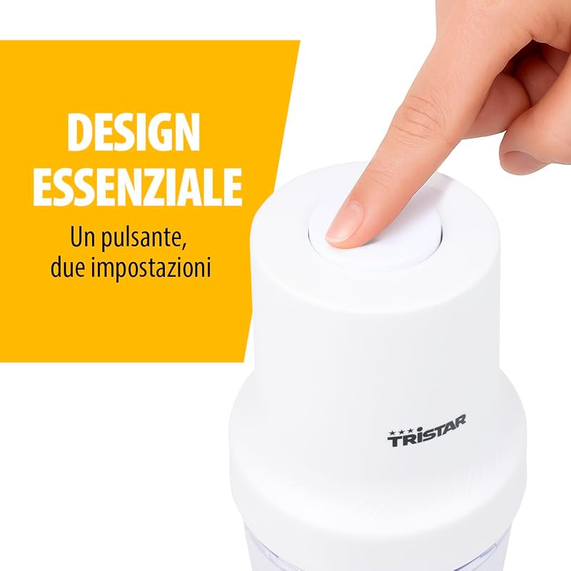 Tritatutto in Acciaio Inox, Motore 400W, 2 Velocità con Turbo, 2 Lame in Acciaio, Ciotola 0.5L, Design Compatto, Parti Lavabili in Lavastoviglie, BL-4023