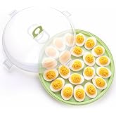 HANSGO Deviled Egg Containers with Lid, Deviled Egg Platter Carrier, Green | Deviled Eggs Tray With 22 Slots for Party, Home Kitchen and Other Festival