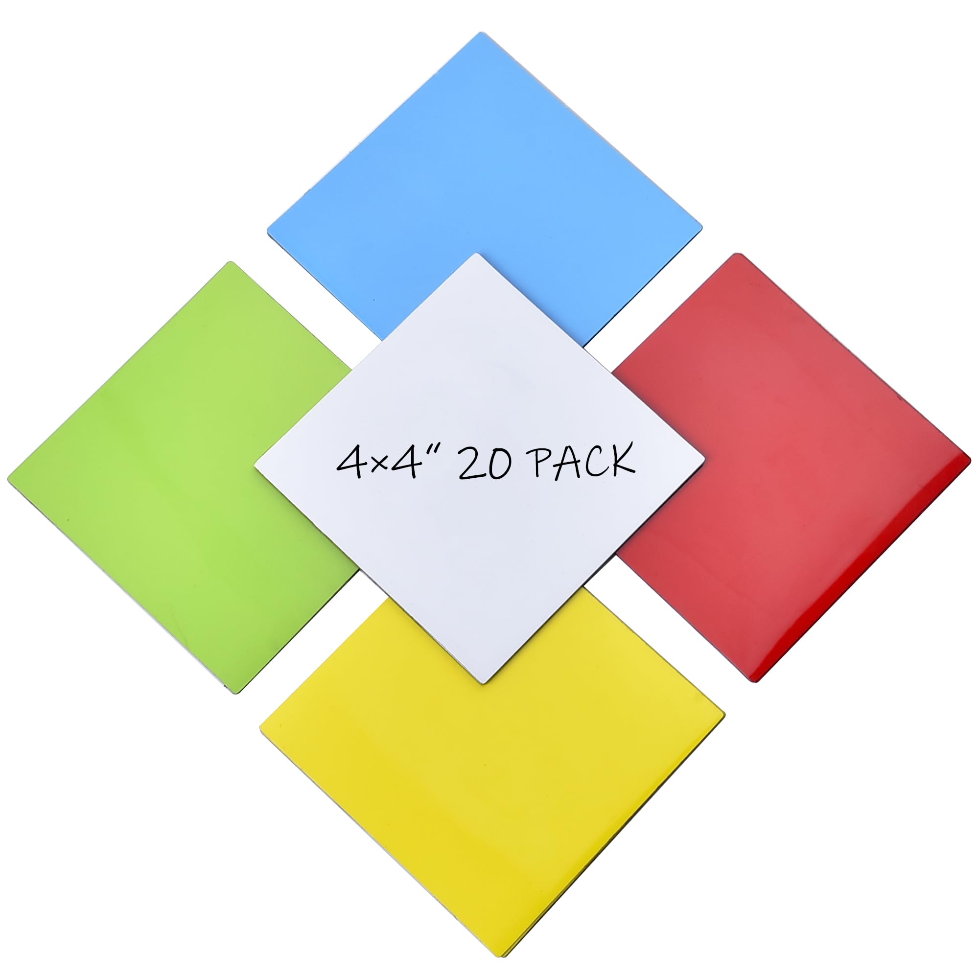 Realth Magnetic Dry Erase Labels | 20 Pcs 10CM x 10CM Multi Color| Reusable Erasable Write | for Classroom Home Office Whiteboard Refrigerator Crafts Name Tags (RML3530S)