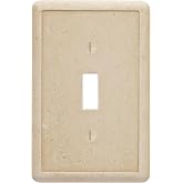 Questech Light Switch Cover, Single Toggle Wall Plate for Electrical Outlets, 1-Gang Single Switch Plates Standard Size Receptacle Cover, Decorative Tumbled Texture, Travertine