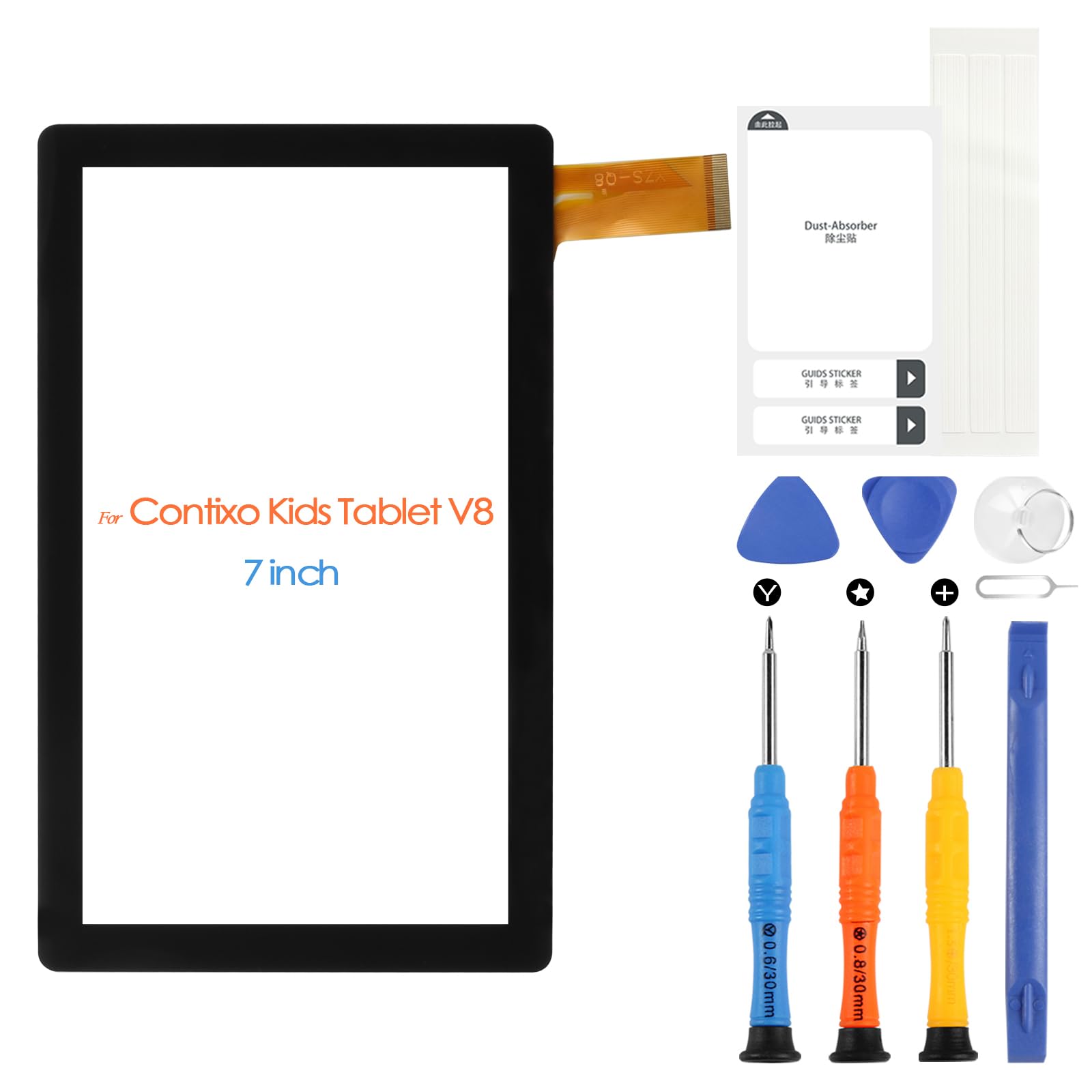 Photo 1 of Touch Screen for Contixo Kids Tablet V8 7inch Digitizer Screen Replacement for Contixo Kids Tablet V8 Touchscreen Front Glass Panel with Repair Tools (not LCD Display)