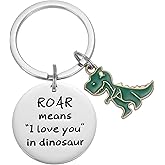 HUTIMY Dinosaur Keychain Gift for Wome Men for Couples Her Roar Means I Love You In Dinosaur Keychain