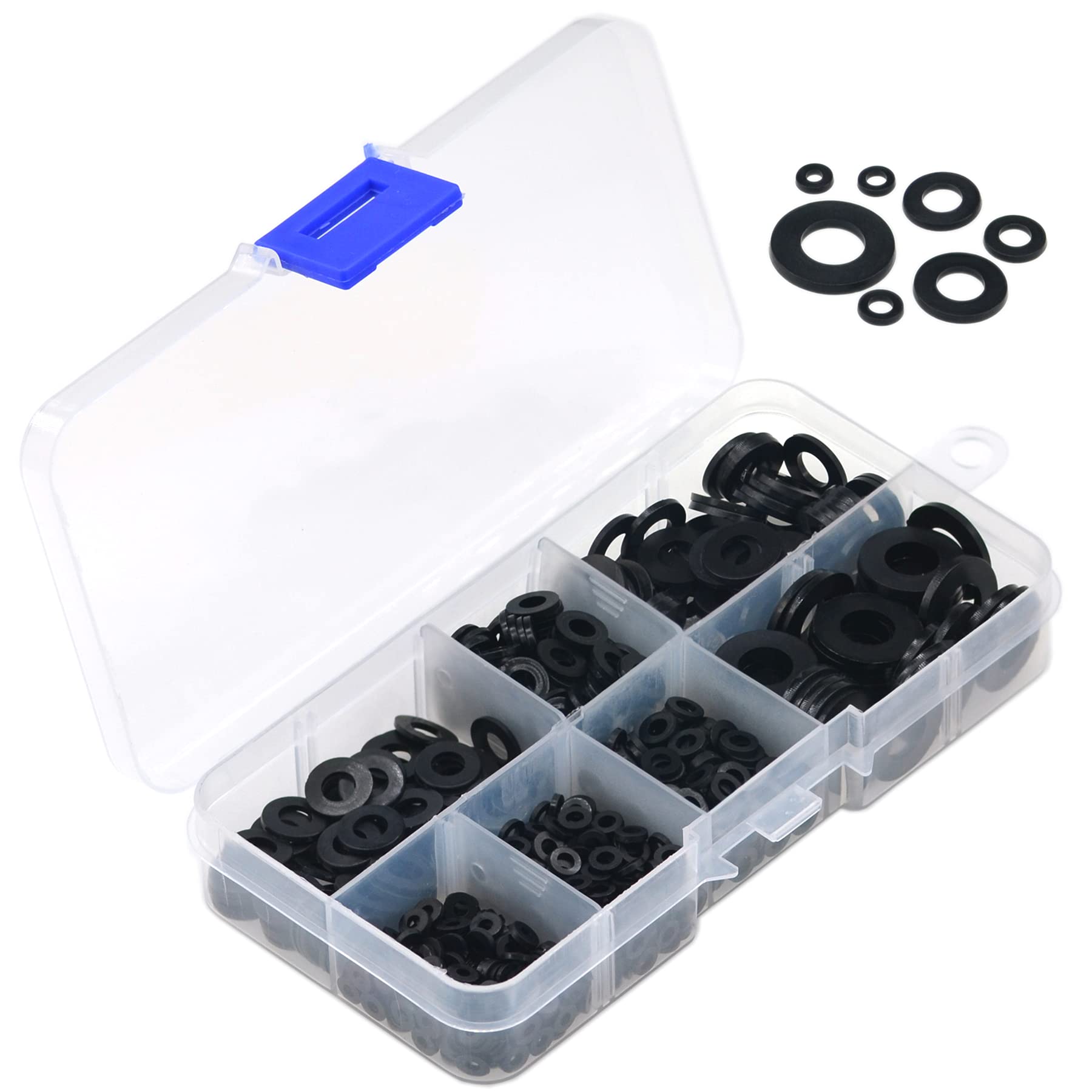 600 PCS M2-M8 Nylon Flat Washers,Black Washers,Plastic Washers,Nylon Spacers (Black)