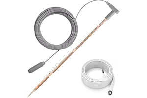 FEUNLEM Copper Grounding Rod Kit - 40ft Heavy Duty Female Ground Cord & Wristband, Portable Earthing System Use with Grounding Mats, Sheet, Blankets, Pillowcases (Gray, White)