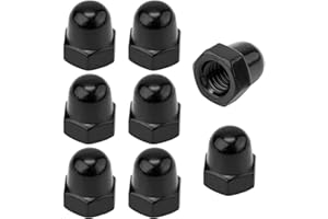 GOSKNOR 8pcs License Plate Retainer Nuts for Volvo V60/ V90/ S40/ S90/ S60/ XC90, Tall Dome License Plate Screw Caps Stainless Steel, Screws onto Existing Studs (Black)