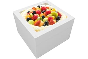 4 Pack 12x12x8 Inch White Cake Boxes with Window - Disposable Bakery Boxes for Cakes, Cupcakes, Cookies, and Pastries