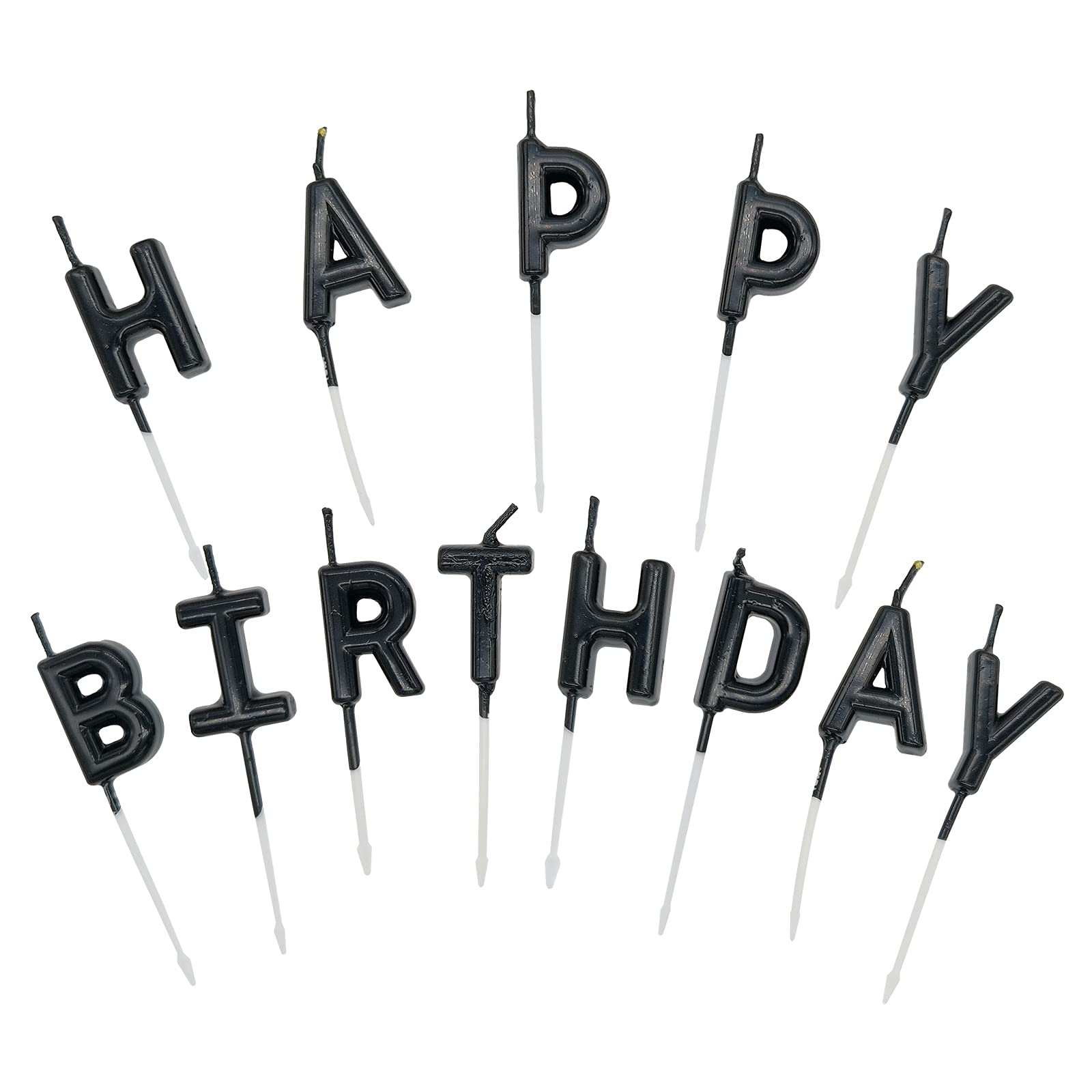 Happy Birthday Candles,Personalised Cake Toppers with Letter Happy Birthday, Cake Decorating Candle for Birthday Party Decorations (Black)