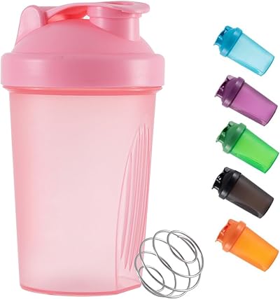 DDSHUN Pink Shaker Bottle 400 ml Protein Powder Mixer with Mixball BPA Free
