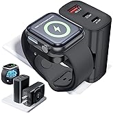 4 in 1 for Apple Watch Charger,Wireless Magnetic iWatch Charger,Portable Travel Essentials 40W USB C Fast Charging Block for Phone AirPods iWatch Ultra/SE/11/10/9/8/7,iPhone 17/16/15/14 Devices,Black