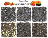 Fruit-Tea Summer Tea Sampler, Refreshing Loose Leaf Tea Assortment Featuring Blackberry, Vanilla, Tropicana, Gold Rush, Raspberry, & Strawberry Kiwi Black Teas - Approx 90+Cups