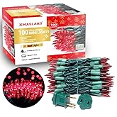 XMASLAND Ultra-Bright Connectable RED Christmas Light Set 100 Count 19.6Feet Incandescent Bulb Mini String Light for Indoor Outdoor Christmas Tree Garland Wedding Garden Holiday Party Festival Decor