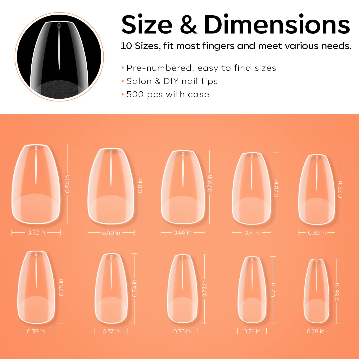 Modelones Short Coffin Nail Tips - 500Pcs Fake Nails Gel Tips Half Matte Full Cover No Filed Stronger Press on for Manicure Extension Art DIY Salon 10 Sizes - Image 7