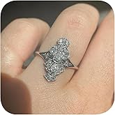 Vintage 925 Plated Silver Shiny Full Diamond Gemstone Rings for Women'sCubic Zirconia Promise Rings CZ Diamond Multi Row Cocktail Rings Eternity Engagement Wedding Band Ring for Women 6#