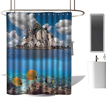 Amazon Com Coolteey Shower Curtains Marble Ocean Tropical