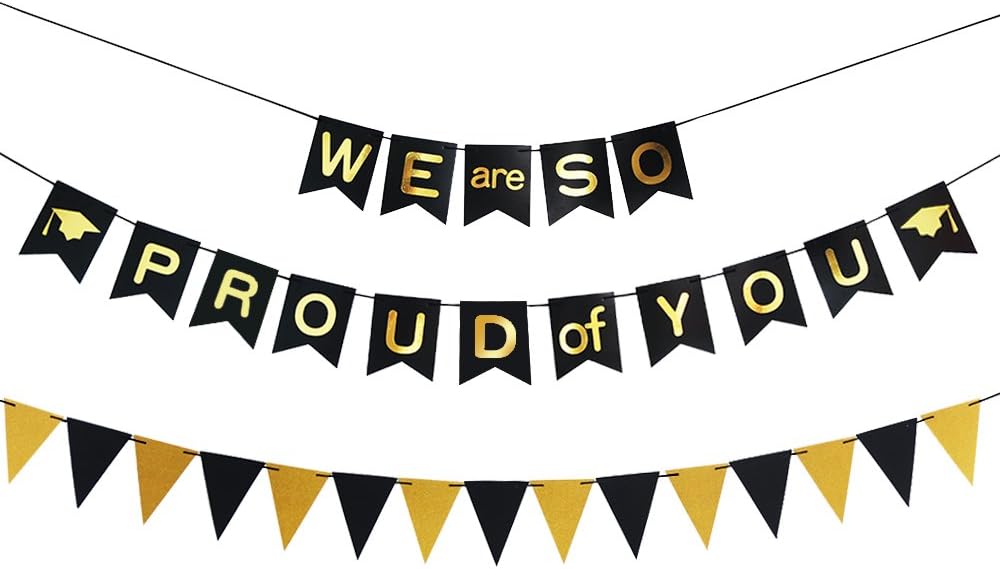 Amazon Com We Are So Proud You Banner Graduation Banner Glitter
