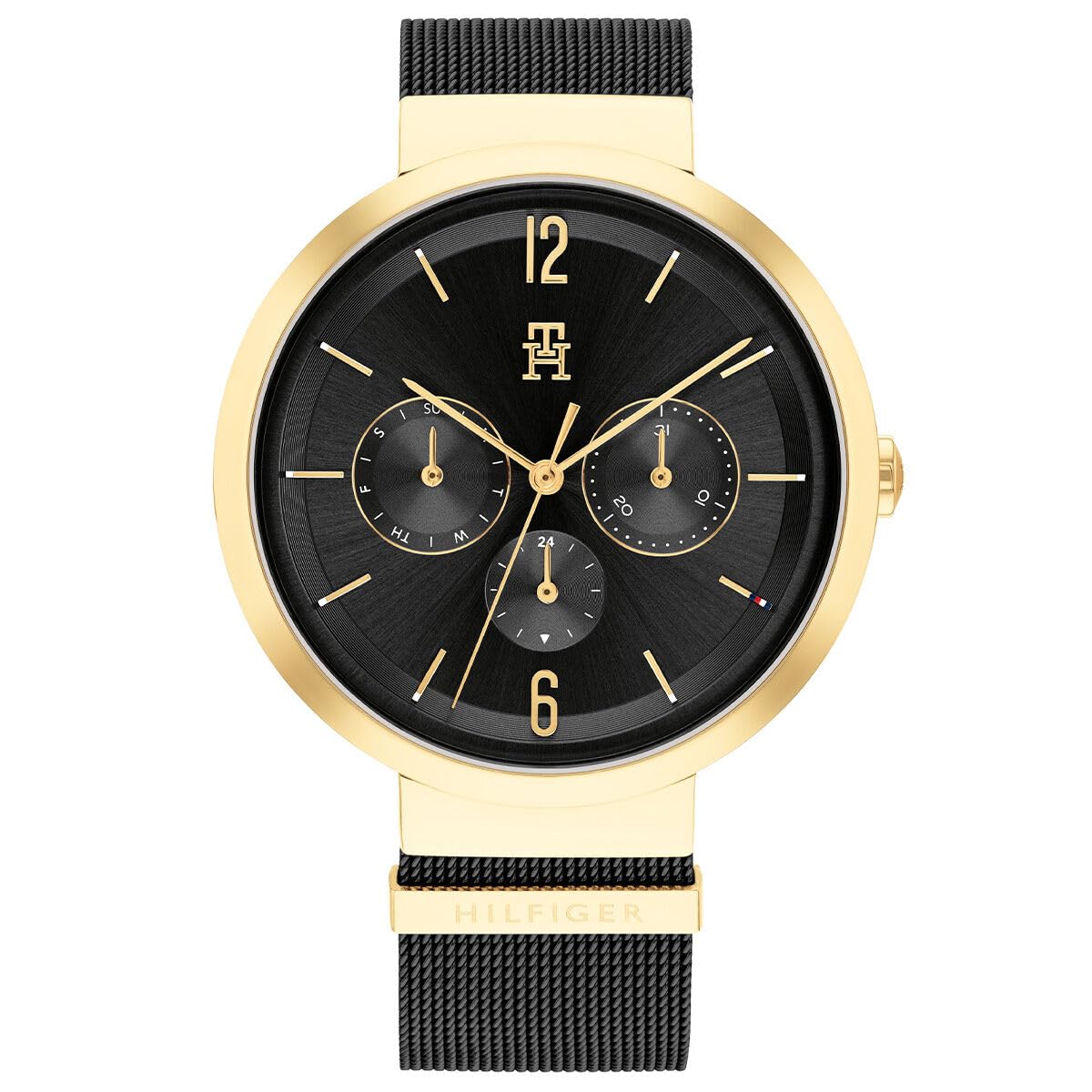 Tommy Hilfiger Analogue Multifunction Quartz Watch for Women with Black Stainless Steel Mesh Bracelet - 1782540